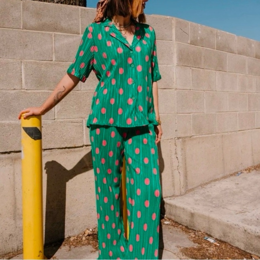 Dressed in LALA watermelon plisse set NWOT